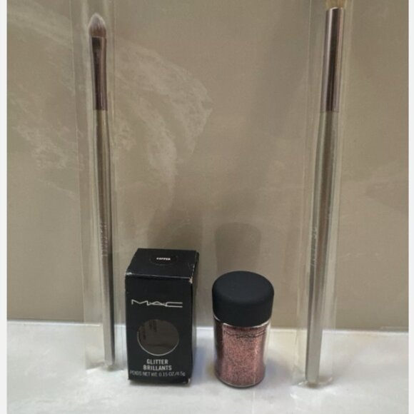 MAC Cosmetics Other - MAC Glitter Brilliant Copper Eyeshadow - 0.15 oz Bundle With 2 Brushes